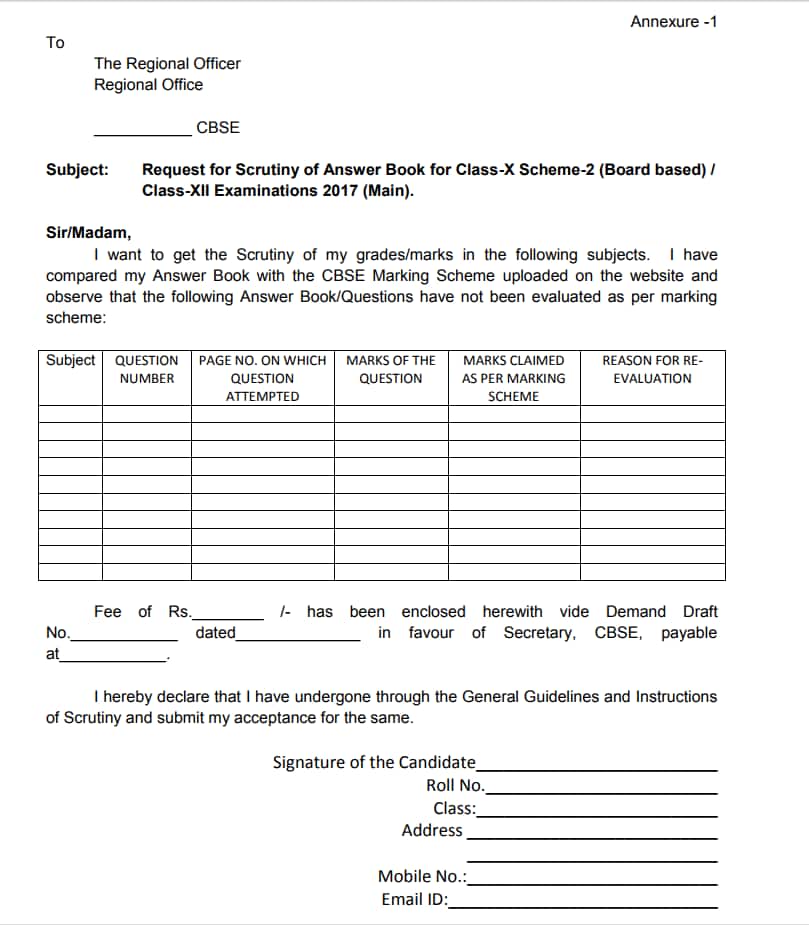 cbse format for applying