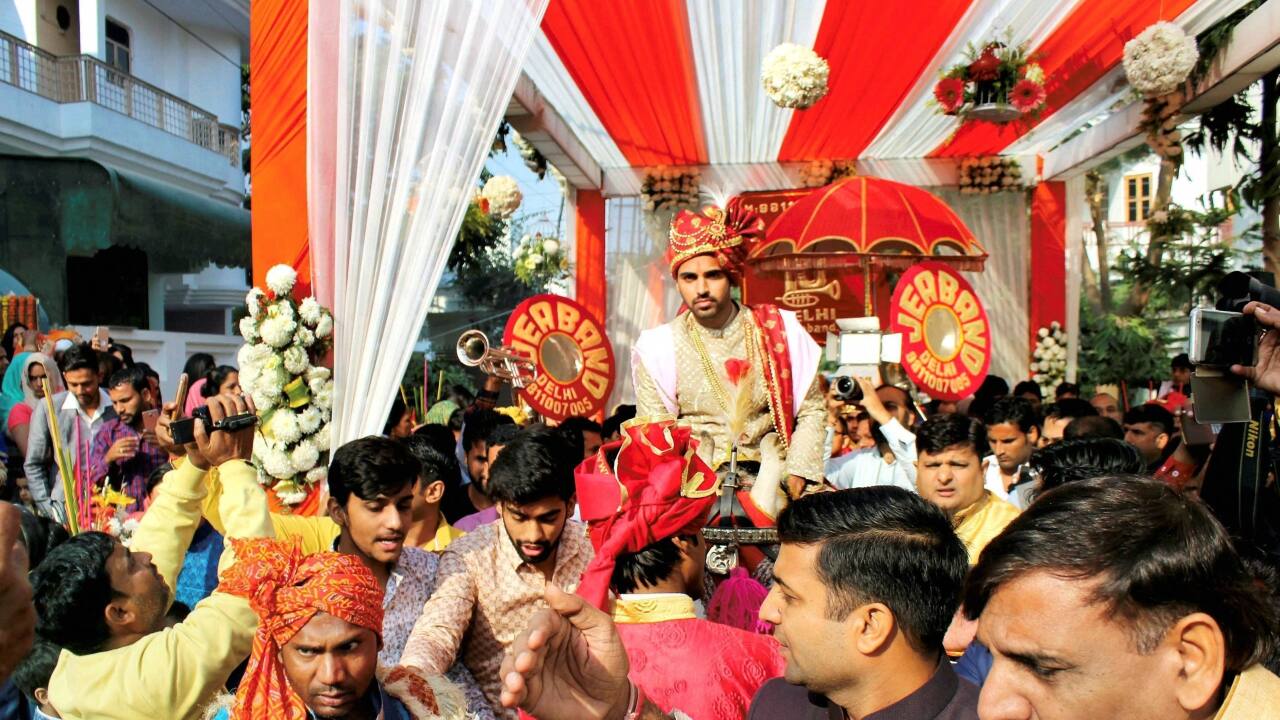 Indian cricket player Bhuvneshwar Kumar during his marriage ceremony in Meerut on Thursday. (PTI)