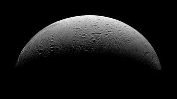 This three-image mosaic handout photo is the highest resolution view ever obtained of the north polar region of Saturn's moon Enceladus. The view looks southward over cratered plains from high above the north pole of Enceladus. Cassini spacecraft took the image on March 12, 2008, when it flew over the surface of the moon as part of a joint U.S.-European mission. The view was obtained at a distance of approximately 20,000 miles (32,000 km) above Enceladus. REUTERS/NASA/JPL/Space Science Institute (UNITED STATES). NO COMMERCIAL SALES.. FOR EDITORIAL USE ONLY. NOT FOR SALE FOR MARKETING OR ADVERTISING CAMPAIGNS.. - GM1E43E0V9B01