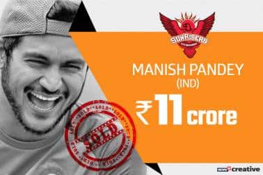 Manish Pandey | Team: Sunrisers Hyderabad | Sold for: Rs 11 crore