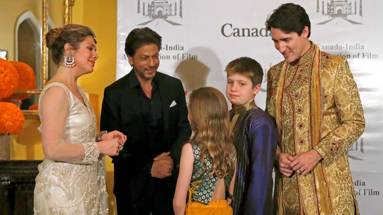 Trudeau, his wife Sophie Gregoire Trudeau, their daughter Ella Grace and son Xavier met Bollywood actor Shah Rukh Khan. &quot;Tonight, we celebrated stronger ties &amp; new co-production opportunities between Bollywood and the Canadian Film Industry. And who better to help than Shah Rukh Khan himself... Great to meet you!&quot; tweeted the Canadian PM. (Reuters)