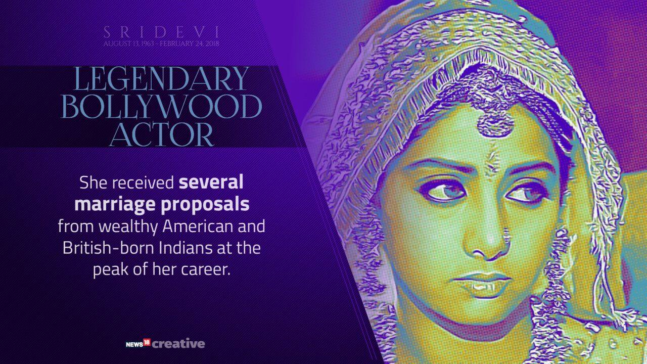 Having beauty and talent in abundance, Sridevi received several marriage proposals from wealthy American and British-born Indians.