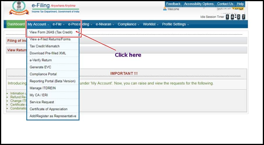 form 26as password