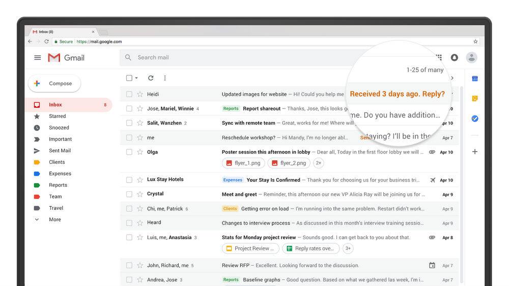 Gmail Nudge | Gmail will now ‘nudge’ you to follow up and respond to emails and messages with reminders that will appear next the emails. (Image: Google) Gmail Nudge | Gmail will now ‘nudge’ you to follow up and respond to emails and messages with reminders that will appear next the emails. (Image: Google)