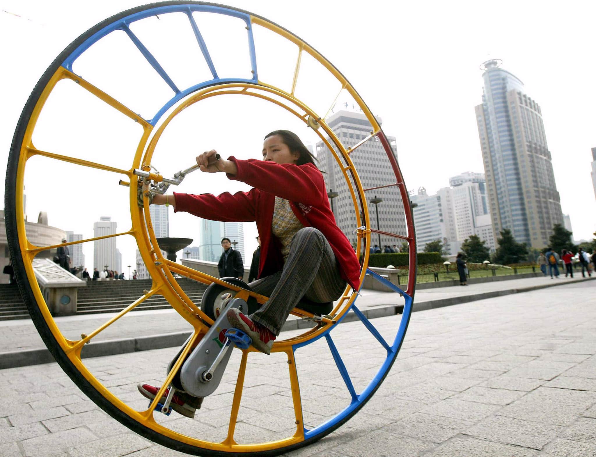 This unicycle was designed several years ago by Chinese inventor Li Yongli who called it "the number one vehicle in the world". (REUTERS)