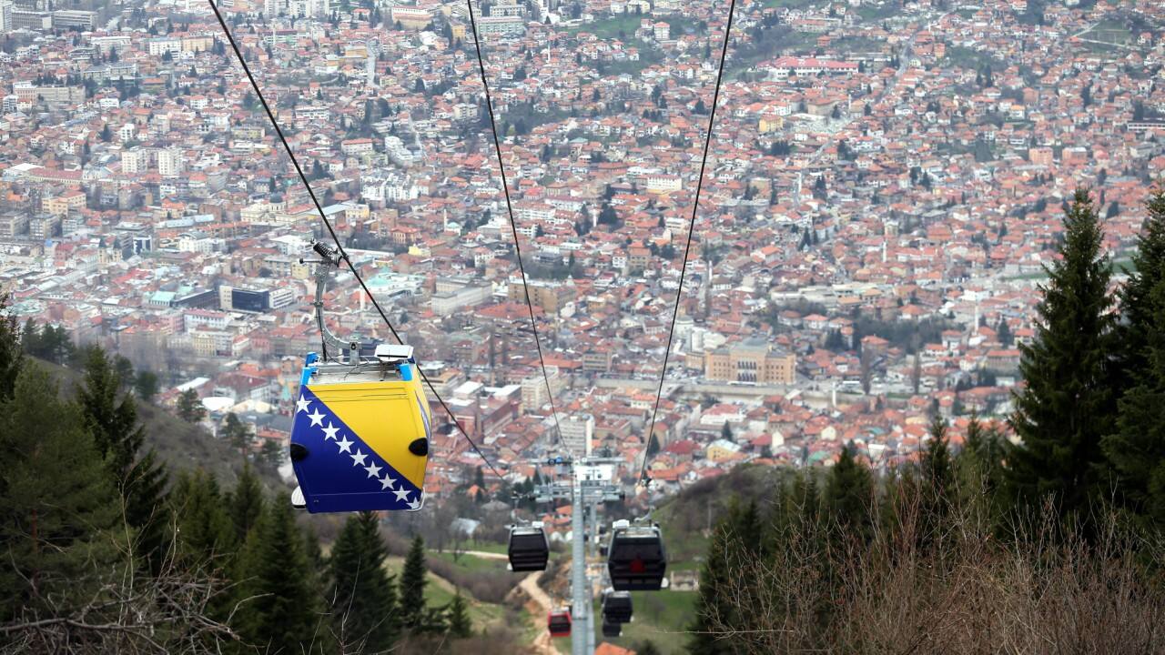  The Trebevic cable car is seen above the city of Sarajevo during a test drive following the restoration of the line after 26 years, Bosnia and Herzegovina. (REUTERS)