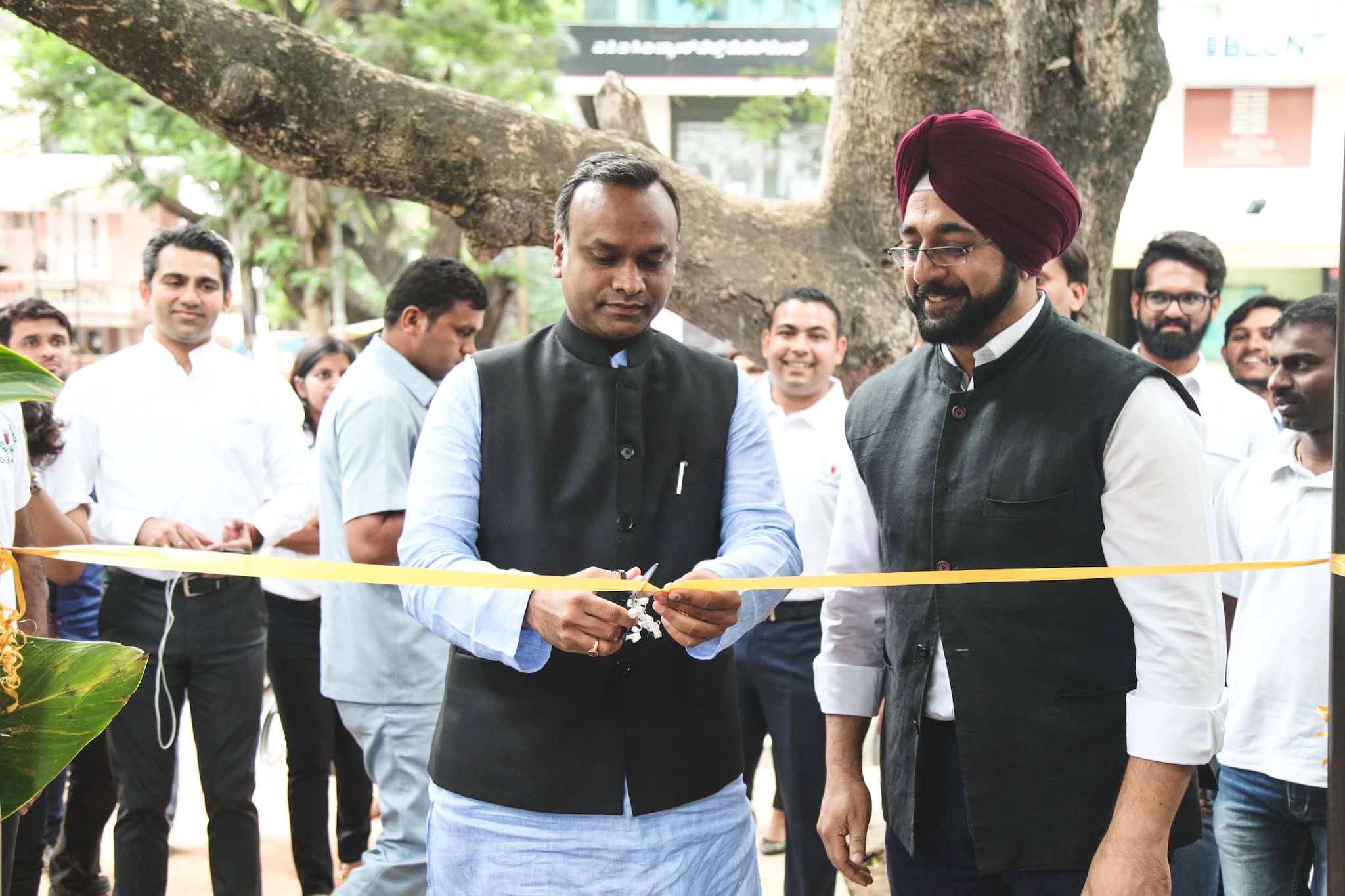 Priyank Kharge, social welfare department minister, inaugurates Chai Point's 100th store opening. 
