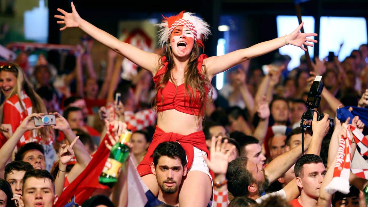 Croatia's fans celebrate after the match. Croatia's fans celebrate after the match.