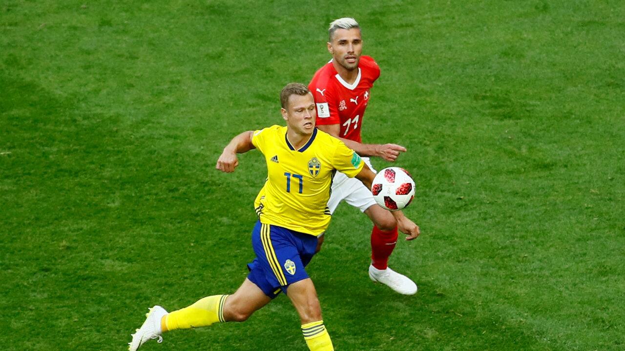 The first half saw a lot of back and forth between the two teams, but there was no action of consequence. Sweden sat back after some good pressing work against Swiss team in the early stages of the game. (Image: Reuters)