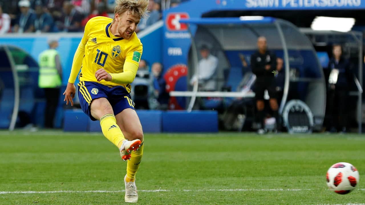 Emil Forsberg finally put the Swedes ahead in the 67th minute with his first World Cup goal. He cut across the Swiss defence and found an opening. His shot took a deflection from Akanji and fooled Yann Sommer before going into the net. (Image: Reuters)