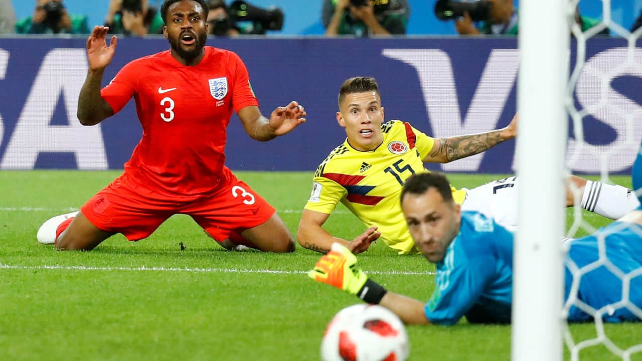 England's Danny Rose reacts as his shot goes wide deep into extra time. Neither side could score in extra time forcing the game into a penalty shootout. (Image – Reuters) England's Danny Rose reacts as his shot goes wide deep into extra time. Neither side could score in extra time forcing the game into a penalty shootout. (Image – Reuters)