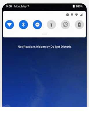 Do Not Disturb - The DND mode now comes with blocking of visual interruptions on screens like notifications along with the silencing of calls and texts. Do Not Disturb - The DND mode now comes with blocking of visual interruptions on screens like notifications along with the silencing of calls and texts.