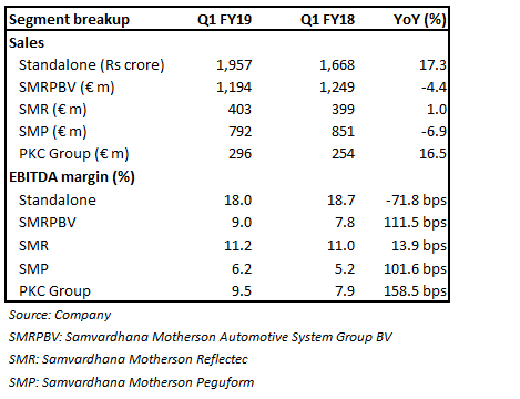 Motherson Segment result