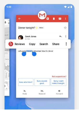 Select search - Selection of the text can be done directly from the app switcher, without entering the app. Select search - Selection of the text can be done directly from the app switcher, without entering the app.