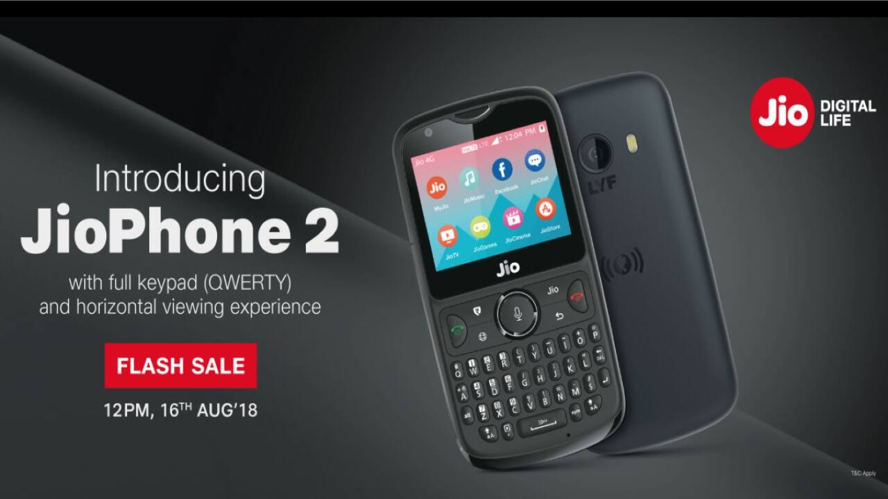 JioPhone 2 available via flash sale from August 16, to be priced at Rs 2,999
