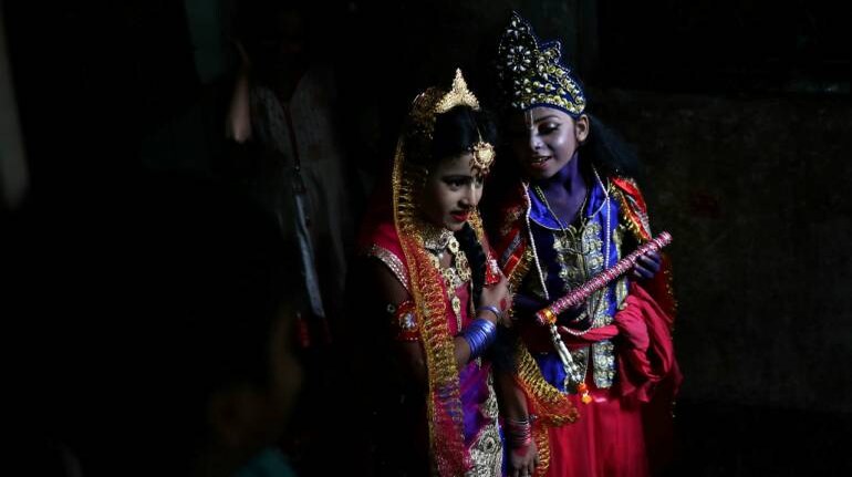 Hindu girls dressed as Radha and Lord Krishna during Janmashtami festival, which marks the birth anniversary of Lord Krishna in Dhaka, Bangladesh. (Image: Reuters) Hindu girls dressed as Radha and Lord Krishna during Janmashtami festival, which marks the birth anniversary of Lord Krishna in Dhaka, Bangladesh. (Image: Reuters)