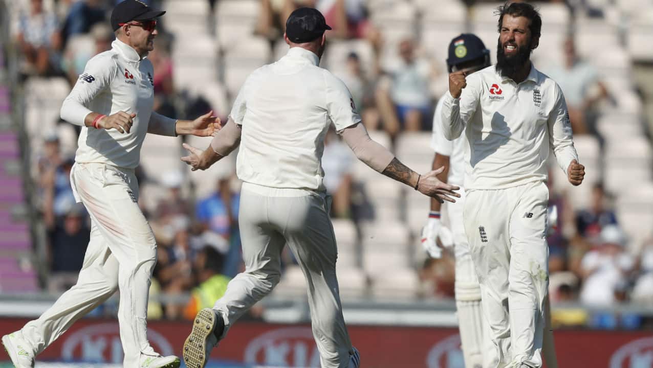 India’s chances of survival took a big hit in the 36th over when Ajinkya Rahane who was looking to sweep Moeen Ali for a boundary only connected with the toe end of his bat, sending the ball straight down the throat of Keaton Jennings at midwicket. Rahane was dismissed on 37 runs after facing 106 deliveries. (Image: AP)