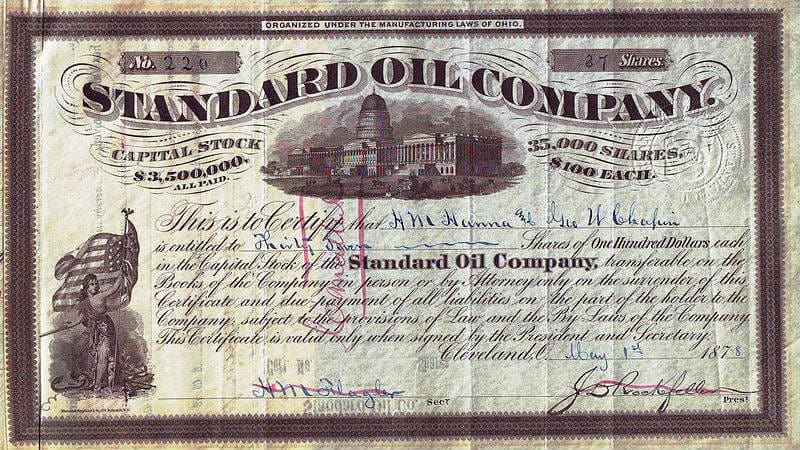 Standard Oil Company | Country: United States | Valuation: $1 trillion | Year: Early 1900s (Image: Wikimedia Commons)