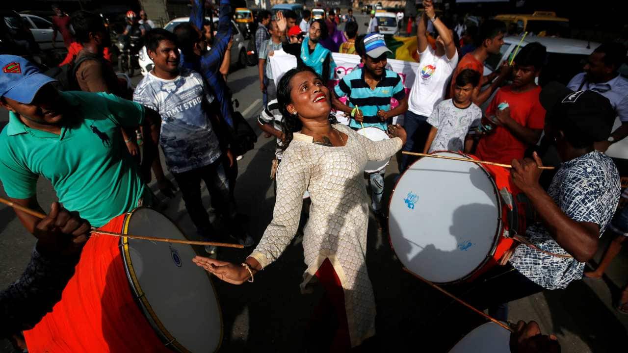 Supporters of the lesbian, gay, bisexual and transgender (LGBT) community celebrate after the Supreme Court's verdict of decriminalizing gay sex and revocation of the Section 377 law, during a march in Mumbai, India. (Image: Reuters)