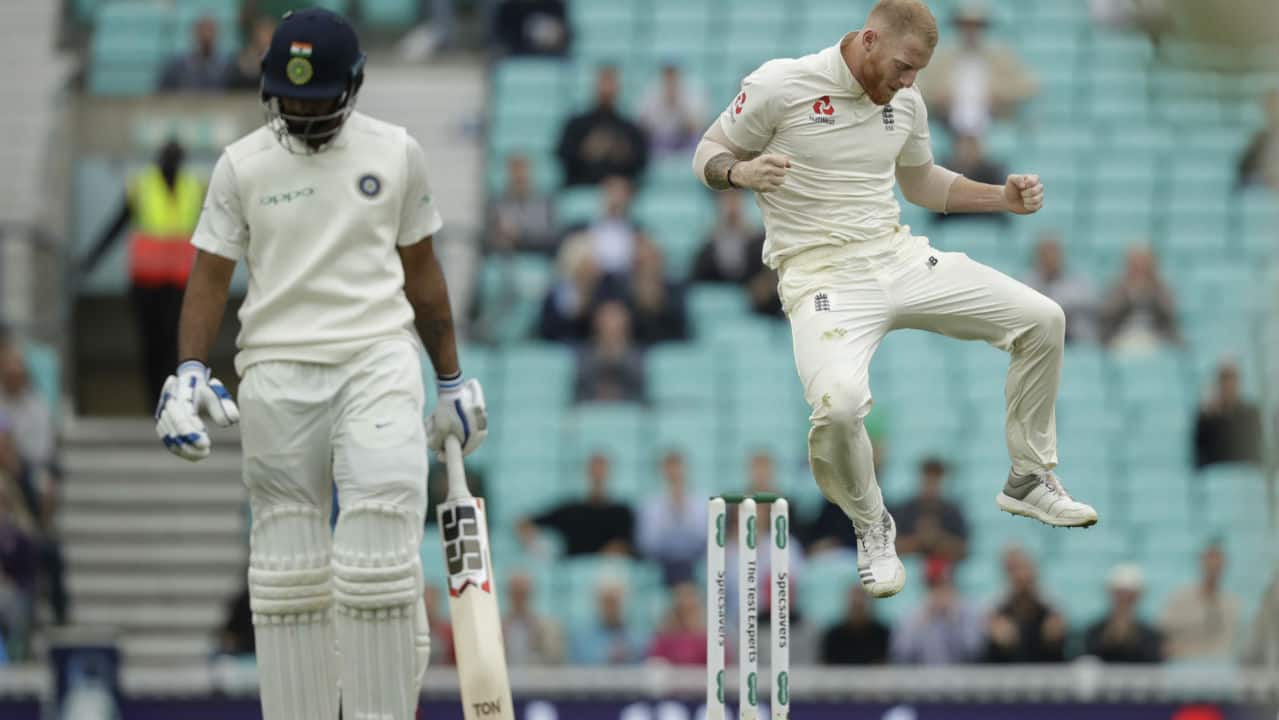 Debutant Hanuma Vihari could not replicate his stunning first innings half century and had to depart for a duck when he edged Ben Stokes’ delivery back to Jonny Bairstow in the very next over. India were down to 121/5 after 37 overs with their chances of survival looking rather bleak. (Image: AP)