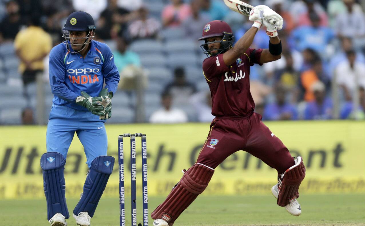 Shai Hope had yet another great outing with the bat. He stitched together a 76-run partnership with Jason Holder to steady the Windies innings. Holder was finally dismissed by Bhuvneshwar in the 39th over and debutant Fabian Allen lost his wicket to Chahal just three overs later. (Image: AP) Shai Hope had yet another great outing with the bat. He stitched together a 76-run partnership with Jason Holder to steady the Windies innings. Holder was finally dismissed by Bhuvneshwar in the 39th over and debutant Fabian Allen lost his wicket to Chahal just three overs later. (Image: AP)