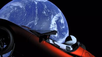 Starman in Space. (Image: YouTube/SpaceX)