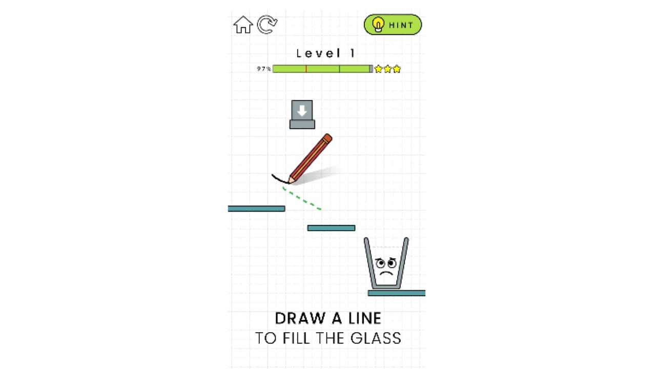 The puzzle game involves a player trying to fill up an empty glass with liquid. Simple as it may sound, the task needs to be accomplished by drawing lines to guide the liquid into the glass. The app has more than 50 million downloads on Play Store and has an average rating of 4.3 stars.