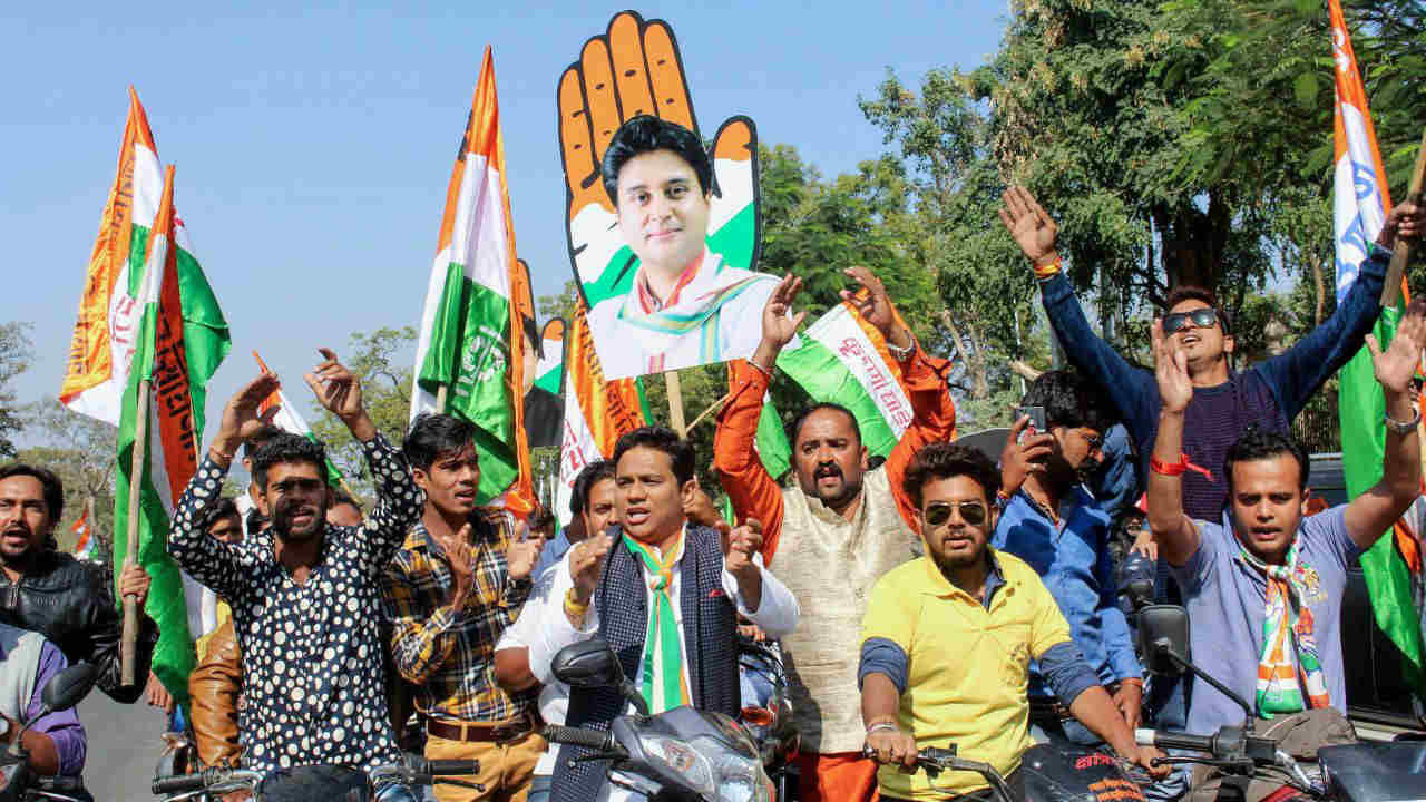 In pics | Congress workers celebrate thumping victory in Chhattisgharh, Madhya Pradesh and Rajasthan