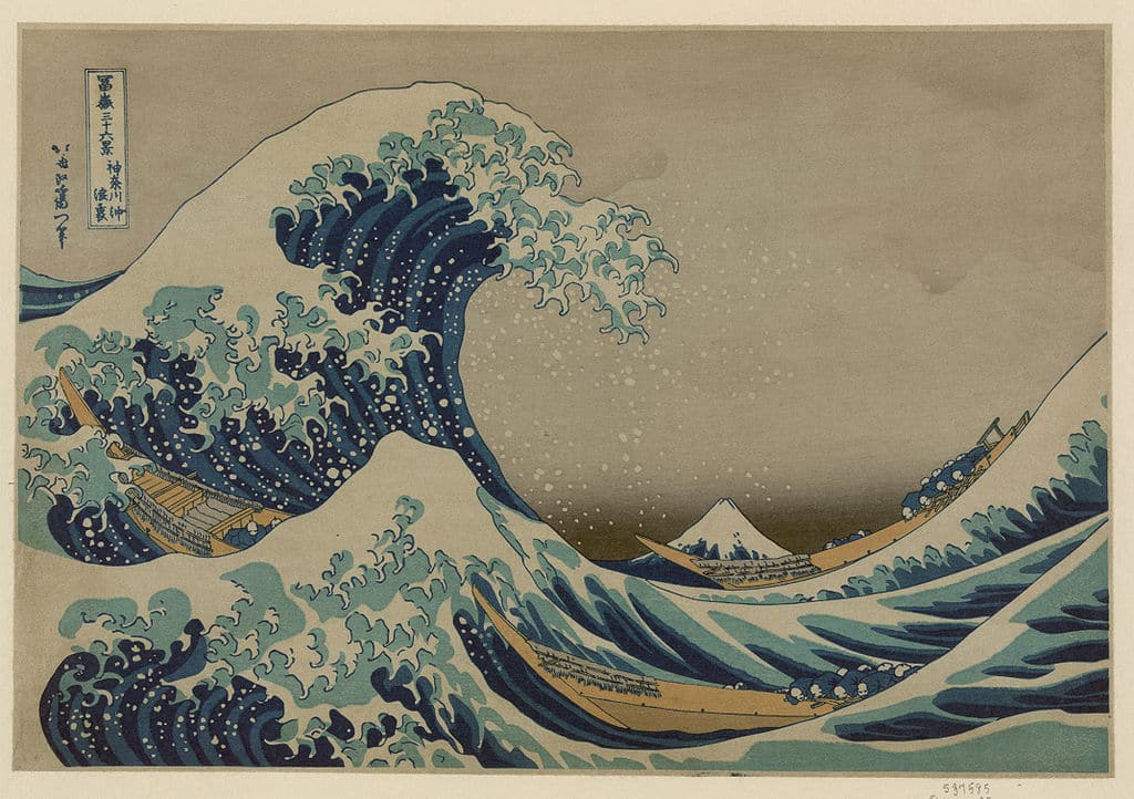 Q1. The brand’s logo, designed by founder Alan Green and John Law in 1973, was inspired by Japanese painter Hokusai's woodcut The Great Wave off Kanagawa. It depicts a large wave with a mountain on a red background. Identify the brand. (Image source: Wikimedia Commons)