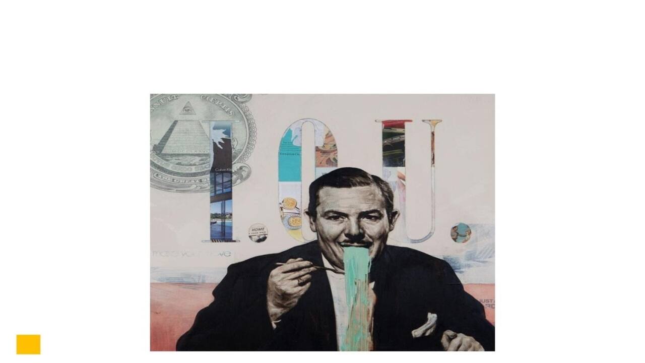 Q15. This is an artwork by Shaun Richards, depicting a famous businessman. Identify the man in the image and his innovation.