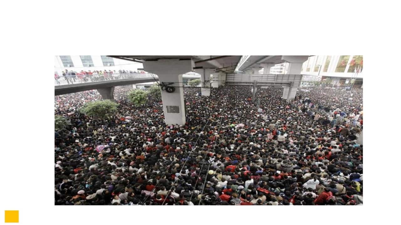 Answer: Chinese New Year (Jan 28th to Feb 21st), when all the workers return from industrial areas to their native villages to celebrate.