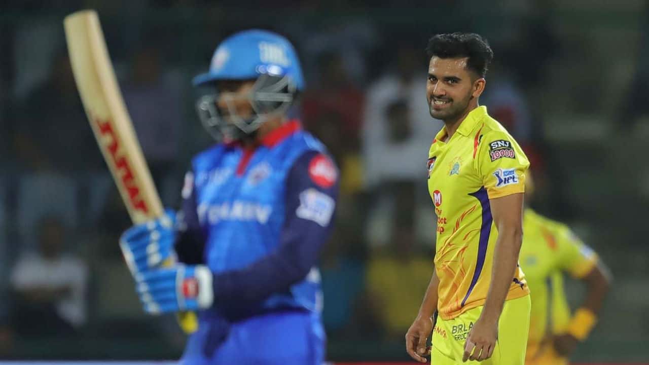 Shaw was the first batsman to depart for DC CSK sent him back in the 5th over. DC were 36/1.(Image: BCCI, iplt20.com)