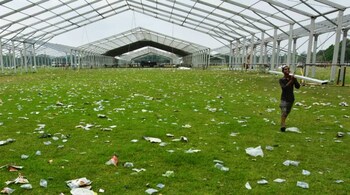 Plastics seen at Brigade Parade Ground in Kolkata, West Bengal on April 4. Prime Minister Narendra Modi held a rally there on April 3. (Image: ANI)