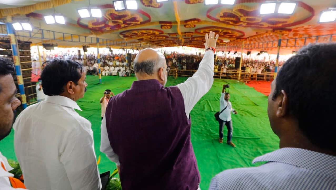 BJP chief Amit Shah during a rally in Sivaganga, Tamil Nadu. (Image: Amit Shah, Twitter)