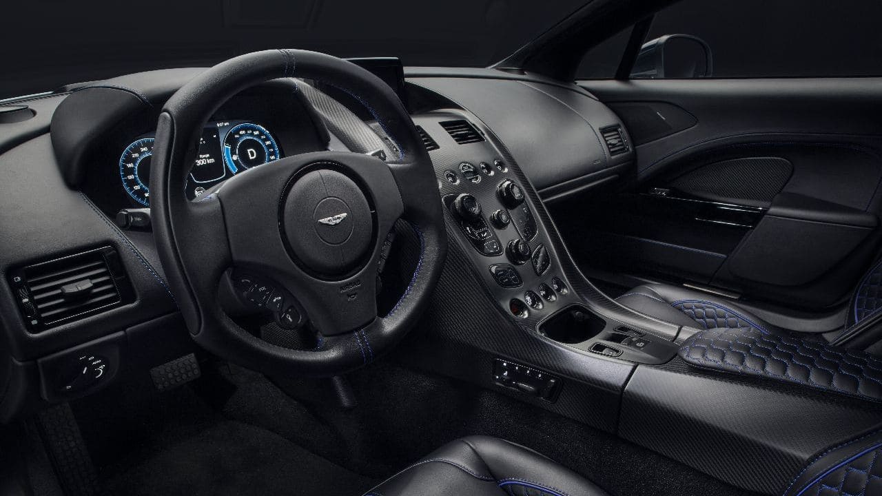 On the inside you get a 10-inch digital display providing all the vital information with carbon fibre lined throughout the car to adhere to Aston Martin's strict weight-loss policy. (Image source: Aston Martin)