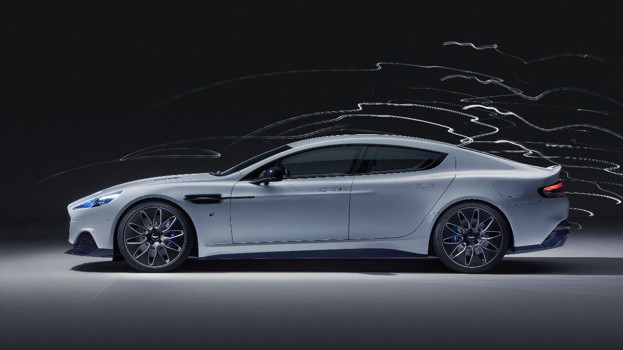 Getting down to the real deal, the Rapide E is 601 bhp rear-whee-drive powerhouse twisting out 950 Nm of torque. All of this from two all-electric motors only. 0-90 km/h comes in under four seconds and tops out at 250 km/h or 155 mph (see what they did there?). (Image source: Aston Martin)