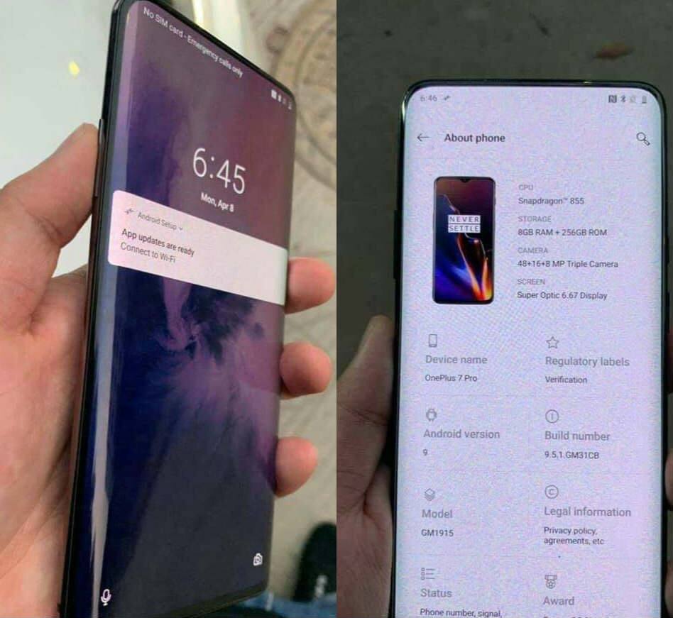 OnePlus 7 Pro leaked images point at a curved screen with no notch, three cameras