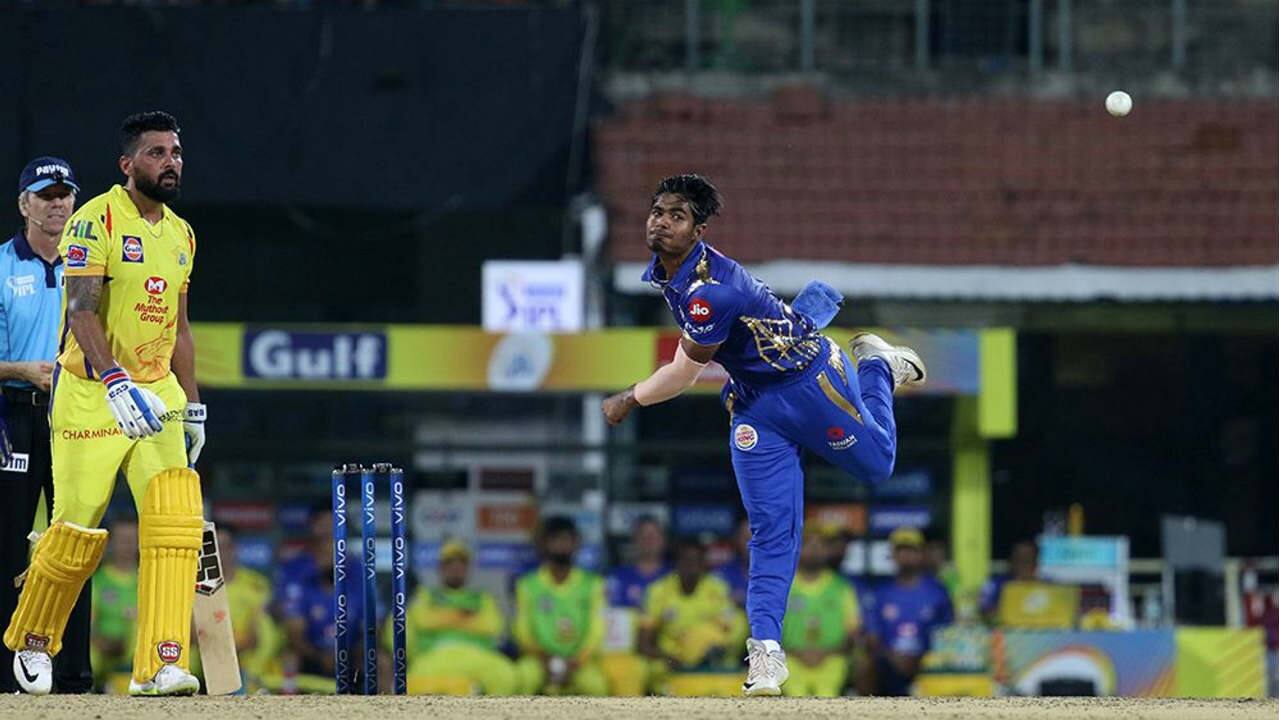 The CSK batsmen failed to cope on a tough track. Anukul Roy then came into the attack and picked up a wicket in his debut IPL over. He got rid of Dhruv Shorey who was looking to clear long-on. (Image: BCCI, iplt20.com) The CSK batsmen failed to cope on a tough track. Anukul Roy then came into the attack and picked up a wicket in his debut IPL over. He got rid of Dhruv Shorey who was looking to clear long-on. (Image: BCCI, iplt20.com)