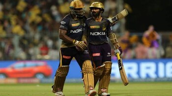Russell and Karthik (15* off 7) added 74 runs off the last 29 balls to take KKR to a monster total of 232/2. It was the highest score of this season’s IPL leaving MI with a mountain to climb at the Eden Gardens. (Image: BCCI, iplt20.com)