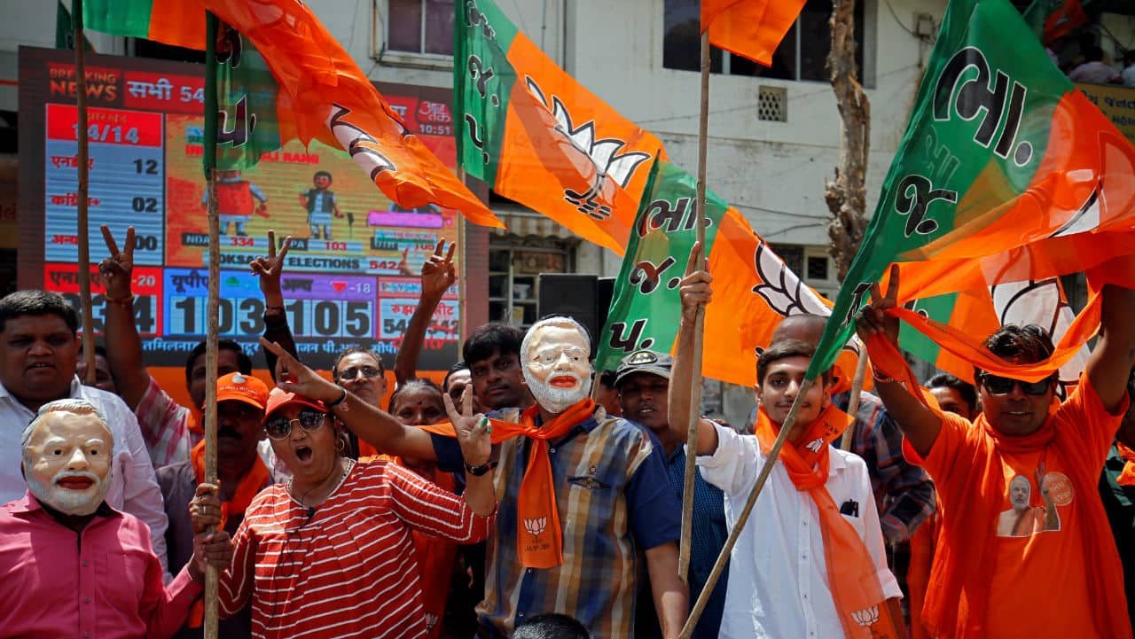 Lok Sabha Election Result 2019: BJP supporters celebrate after trends indicate clean sweep for NDA