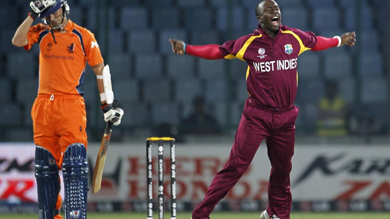 &lt;strong&gt;2011 World Cup&lt;/strong&gt; | Kemar Roach of West Indies bowled a devastating spell of 6/27 against the Netherlands in Delhi. It was the best bowling performance of the tournament. (Image: Reuters)