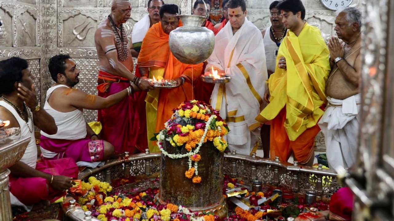 Even though, Rahul puts up quite a few pictures of his temple visits around the year, those ahead of the elections get more eyeballs. The next big political event was the Assembly Polls in the Hindi heartland states of Madhya Pradesh, Chhattisgarh, Rajasthan in November 2018. Here Rahul is seen Mahakaleshwar temple in Madhya Pradesh ahead of the assembly elections in the state. (Image: Twitter/@INCIndia)