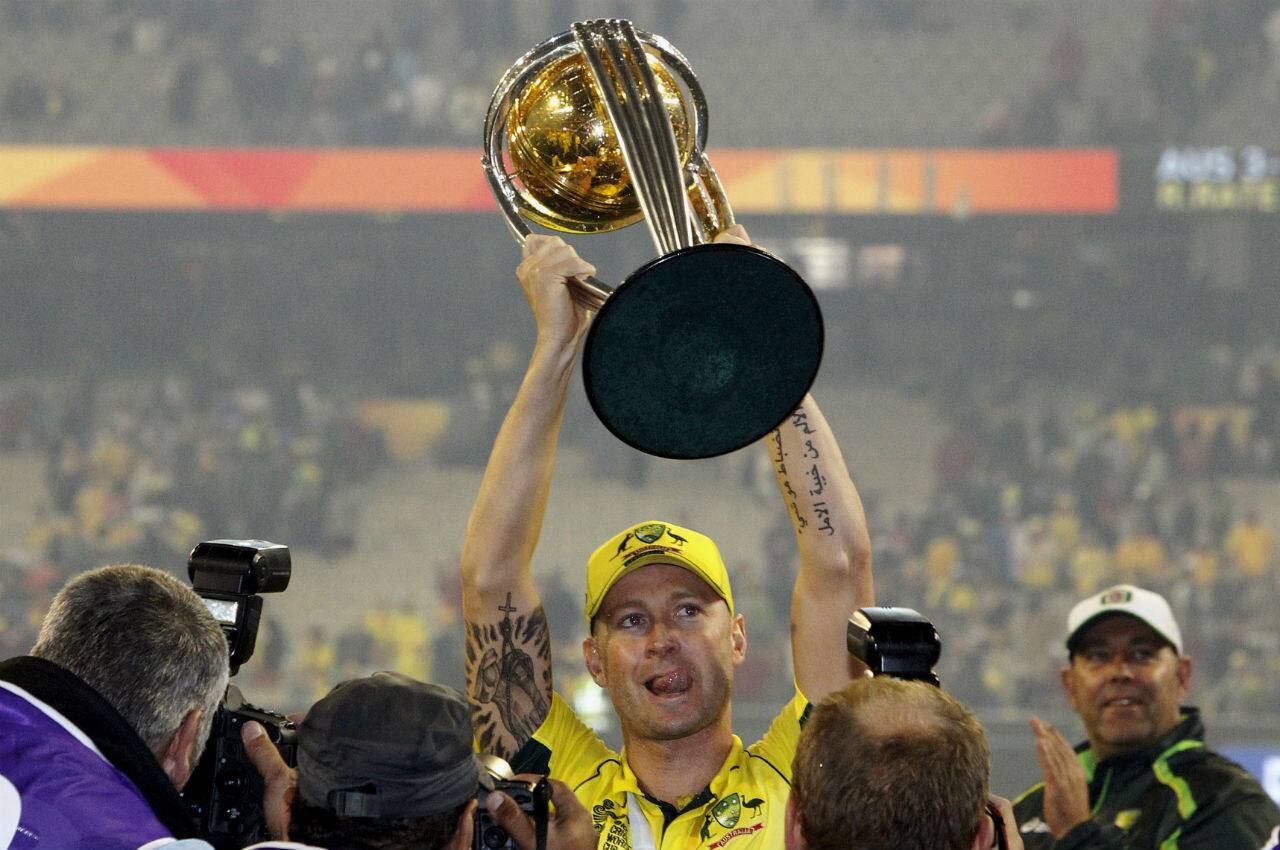 Michael Clarke (2015) | Australia became the World Champions for the fifth time when they overpowered neighbors and rivals New Zealand in the final of the ICC Cricket World Cup 2015 played at Melbourne Cricket Ground. On this occasion, Michael Clarke joined the likes of Allan Border, Steve Waugh and Ricky Ponting to guide the Kangaroos to World Cup glory. 