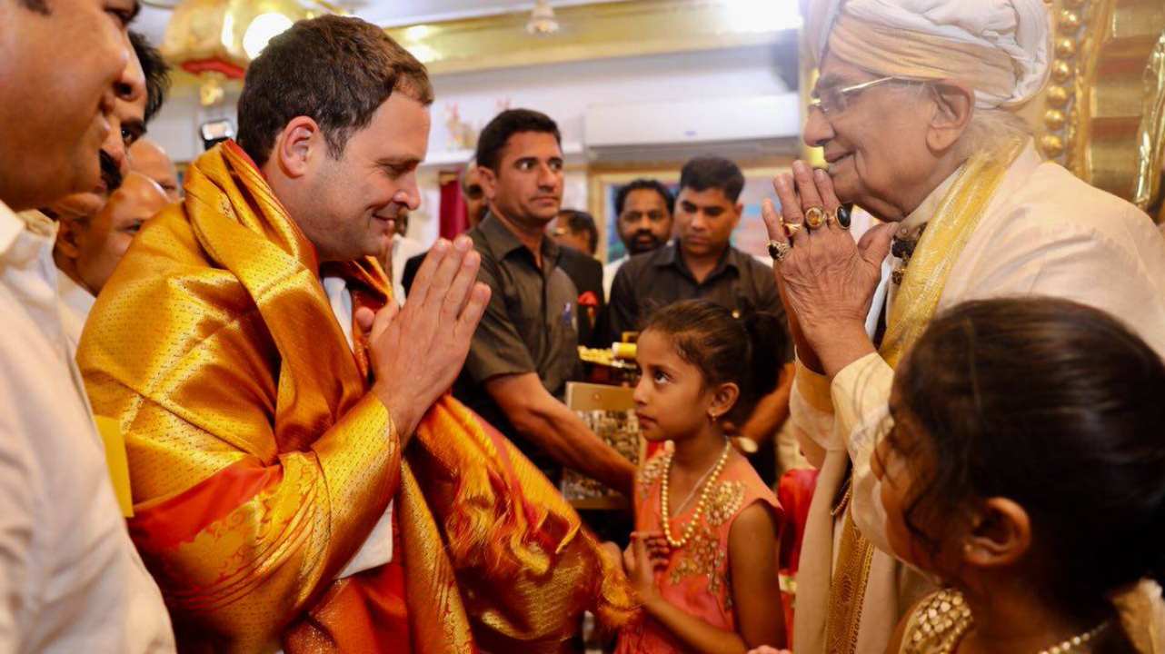 Although the Congress lost to the BJP in Gujarat, they surprised many by getting 77 seats, only 22 less than the saffron party in their bastion state. Terming Gujarat Assembly polls as a 'moral victory', Rahul continued visiting temples, bracing for the next big polls – Karnataka Assembly in May 2018. This is a snap from his visit to the Sharana Basaveshwara Temple in Kalburgi, Karnataka in February 2018. (Image: Twitter/@INCIndia) 