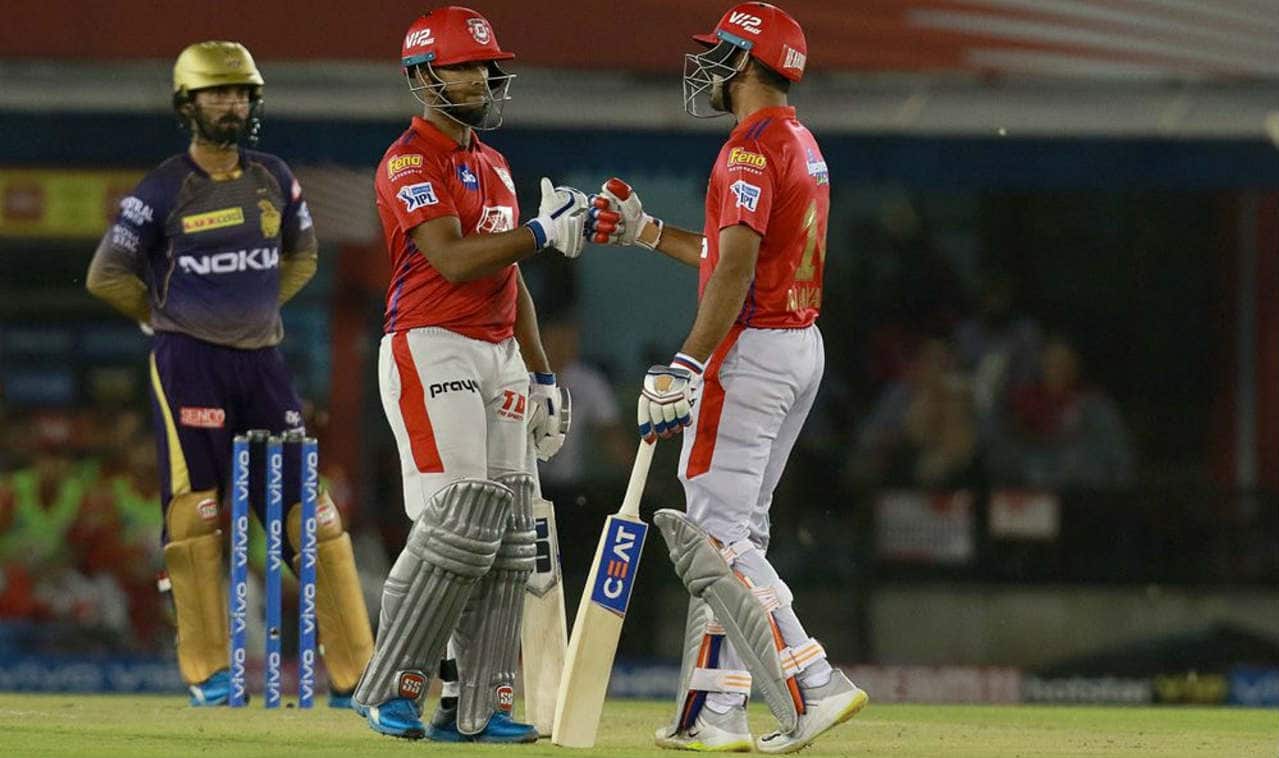 Nicholas Pooran and Mayank Agarwal then steadied the innings with a 69-run partnership off just 40 balls. Pooran was fantastic for KXIP hitting 3 fours and 4 sixes before Dinesh Karthik introduced Nitish Rana into the attack in the 11th over. In what was his only over of the game, Rana got Pooran caught out, sending him back with 48 off just 27 balls. (Image: BCCI, iplt20.com)