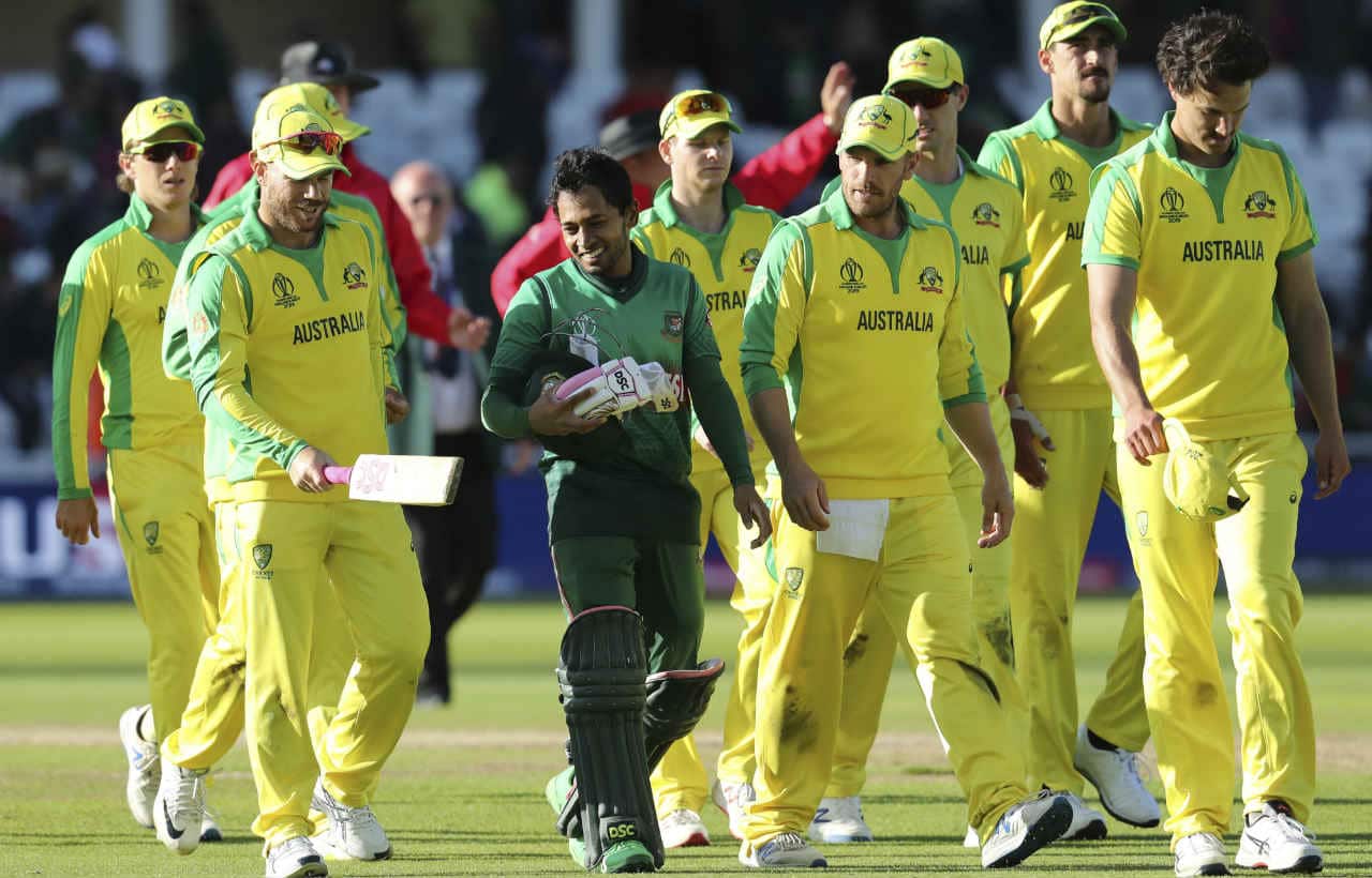 Mushfiqur continued his fine form at the crease and brought up his century with a single off Starc in the penultimate over. It was his maiden World Cup century but came in a losing cause as Bangladesh fell short by 48 runs. David Warner was adjudged Man of the Match as Australia moved back to the top of the points table. (Image: AP)