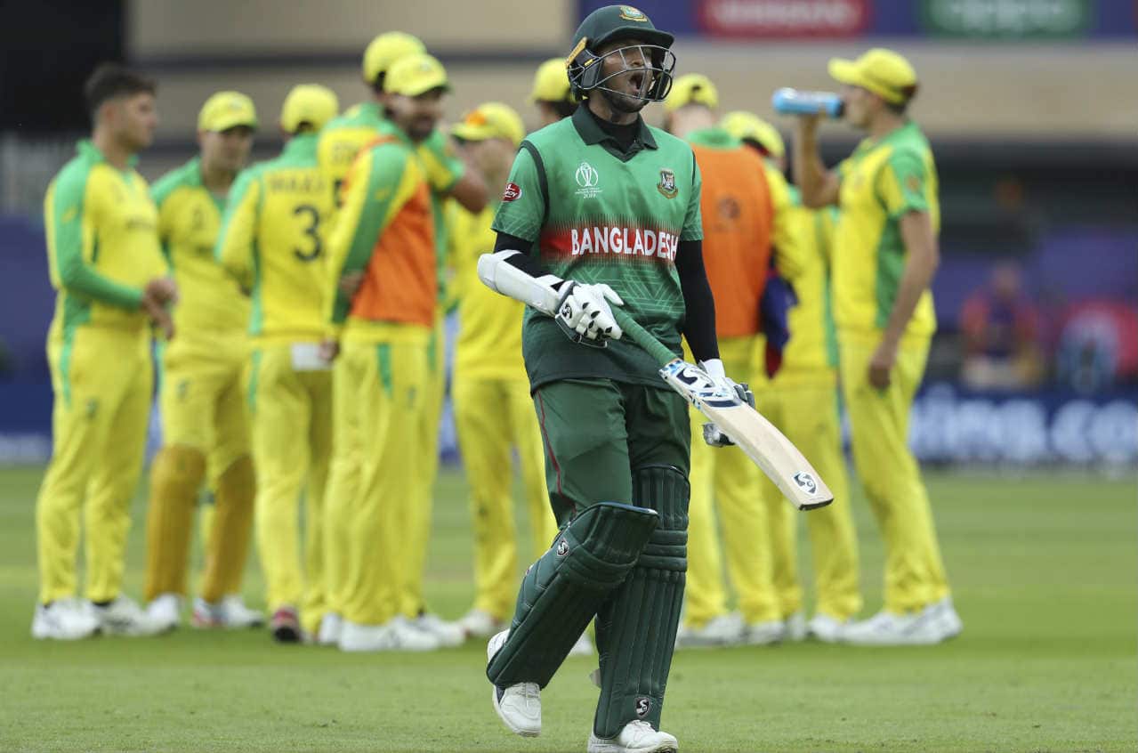 Shakib Al Hasan then shared a 79-run partnership with Tamim Iqbal to steady the innings. Shakib was batting well but was outdone by a slower delivery from Stoinis getting caught out in the 19th over. The all-rounder returned with 41 as Bangladesh were 102/2. (Image: AP)