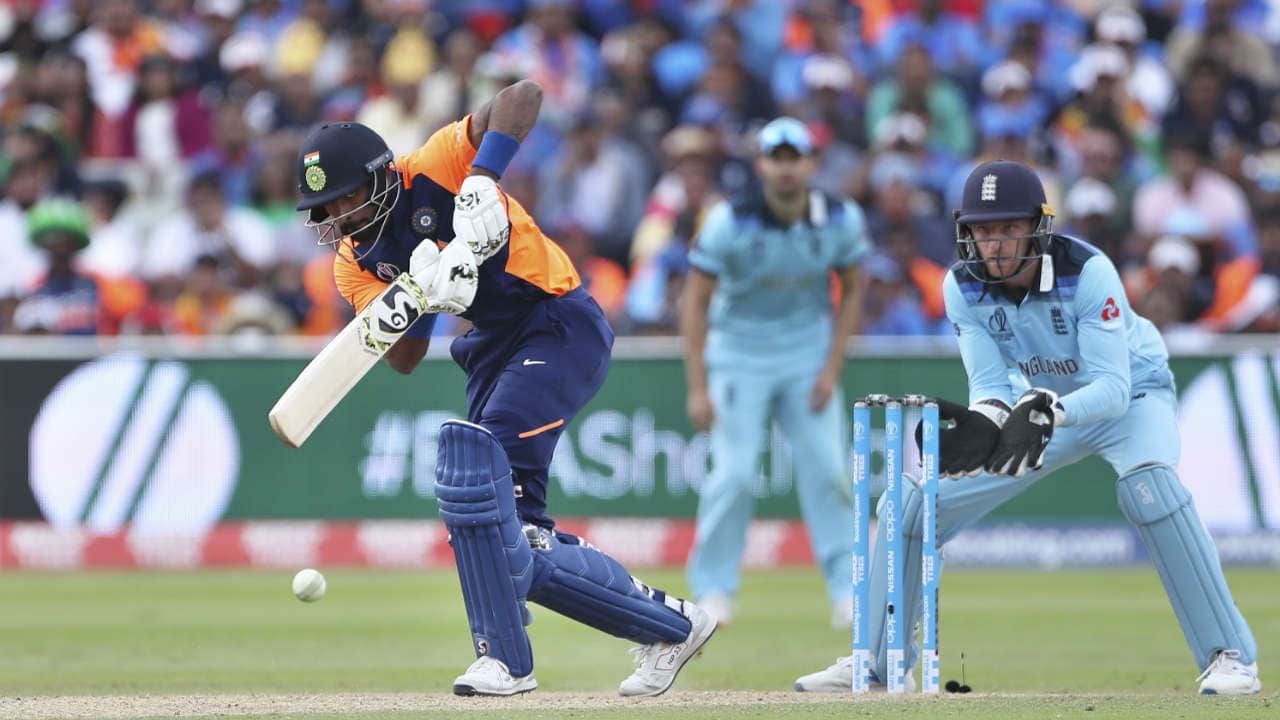 Hardik Pandya tried to give India a late push but became Plunkett’s 3rd victim when he found the fielder at long-on. Pandya returned with 45 off 33 balls. Following Pandya’s dismissal MS Dhoni and Kedar Jadhav only added 39 off 31 balls as India’s run-chase fizzled out. England won by 31 runs while also ending India’s unbeaten run at the World Cup 2019. Jonny Bairstow as adjudged Man of the Match for his brilliant century. (Image: AP) Hardik Pandya tried to give India a late push but became Plunkett’s 3rd victim when he found the fielder at long-on. Pandya returned with 45 off 33 balls. Following Pandya’s dismissal MS Dhoni and Kedar Jadhav only added 39 off 31 balls as India’s run-chase fizzled out. England won by 31 runs while also ending India’s unbeaten run at the World Cup 2019. Jonny Bairstow as adjudged Man of the Match for his brilliant century. (Image: AP)