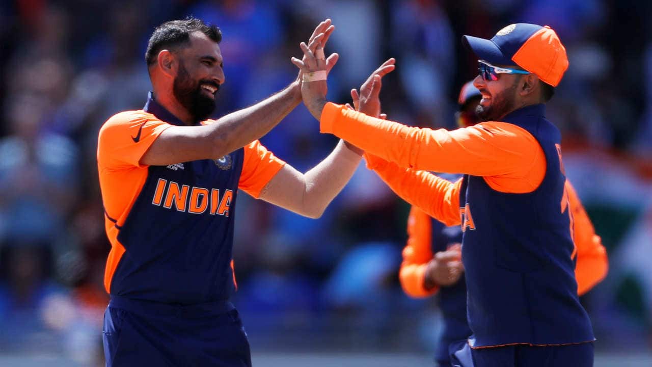 Shami completed his five-for when he picked up the wicket of Chris Woakes in the 49th over. The Indian pacer finished with the figures of 10-1-69-5. (Image: Reuters) Shami completed his five-for when he picked up the wicket of Chris Woakes in the 49th over. The Indian pacer finished with the figures of 10-1-69-5. (Image: Reuters)