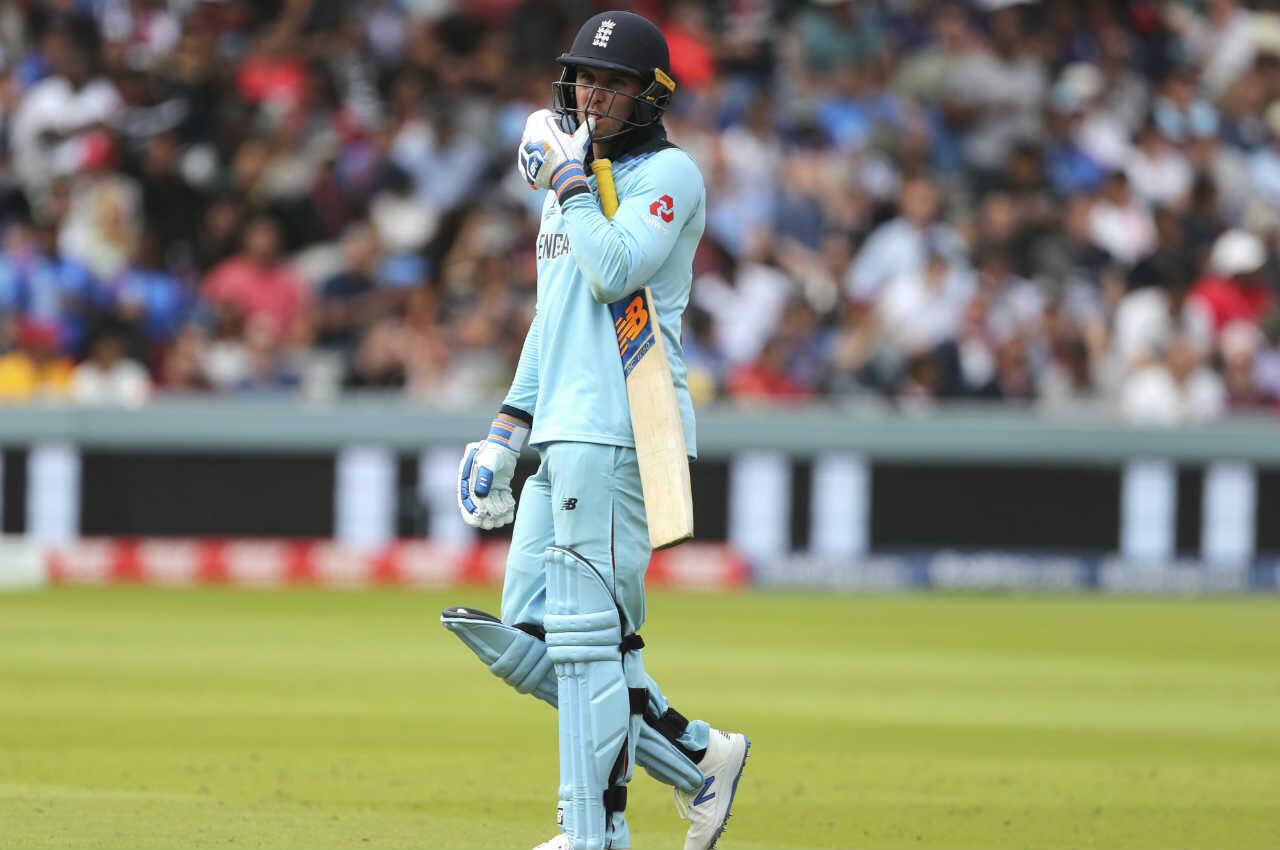 Chasing 243, England openers Jason Roy and Jonny Bairstow started cautiously against the pace of Trent Boult and Matt Henry. Henry got the first breakthrough for the Kiwis as he forced an edge from the bat of Roy and the ball was safely caught by Latham. Roy made 17 off 20 as England were 28/1 after 6 overs. (Image: AP) Chasing 243, England openers Jason Roy and Jonny Bairstow started cautiously against the pace of Trent Boult and Matt Henry. Henry got the first breakthrough for the Kiwis as he forced an edge from the bat of Roy and the ball was safely caught by Latham. Roy made 17 off 20 as England were 28/1 after 6 overs. (Image: AP)